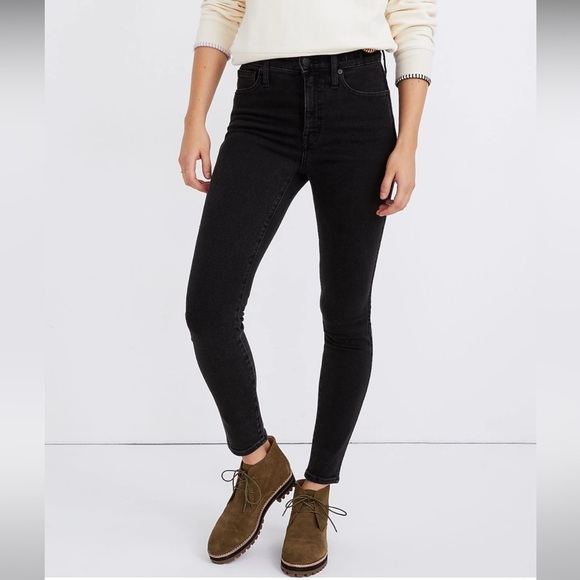 Madewell 10" High-Rise Starkey Wash Faded Black Gray Skinny Jeans MA977 EUC 29 - Picture 1 of 12
